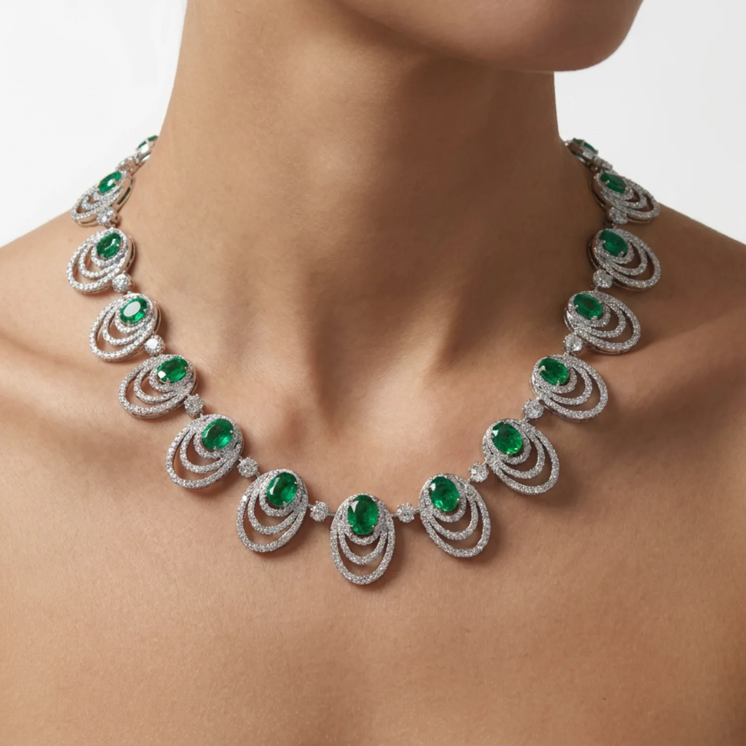 BGNK6758 18KW GR EM RBC NECKLACE model