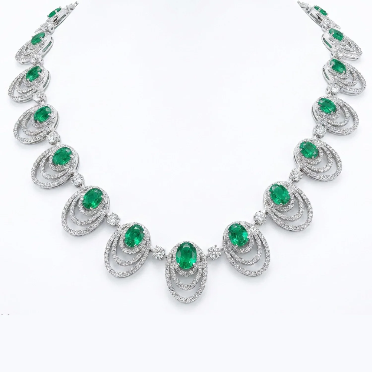 BGNK6758-2 18KW GR EM RBC NECKLACE