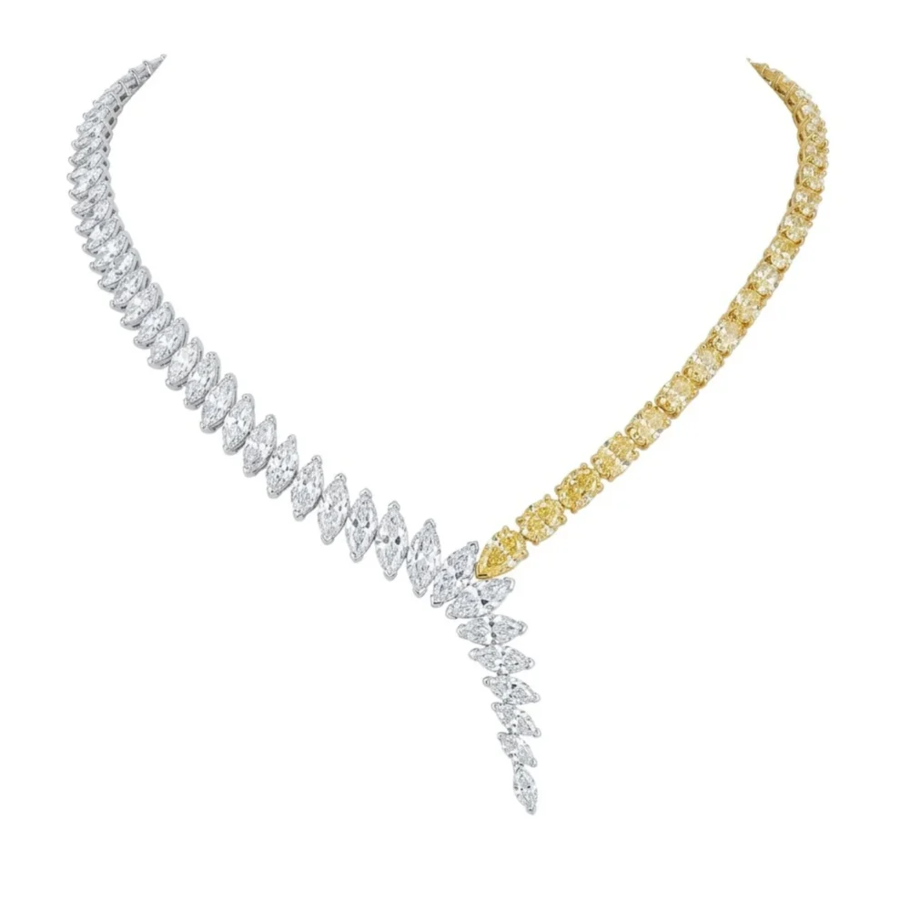 Solstice Two-Tone Diamond 18KWY PR OVL MQ Necklace
