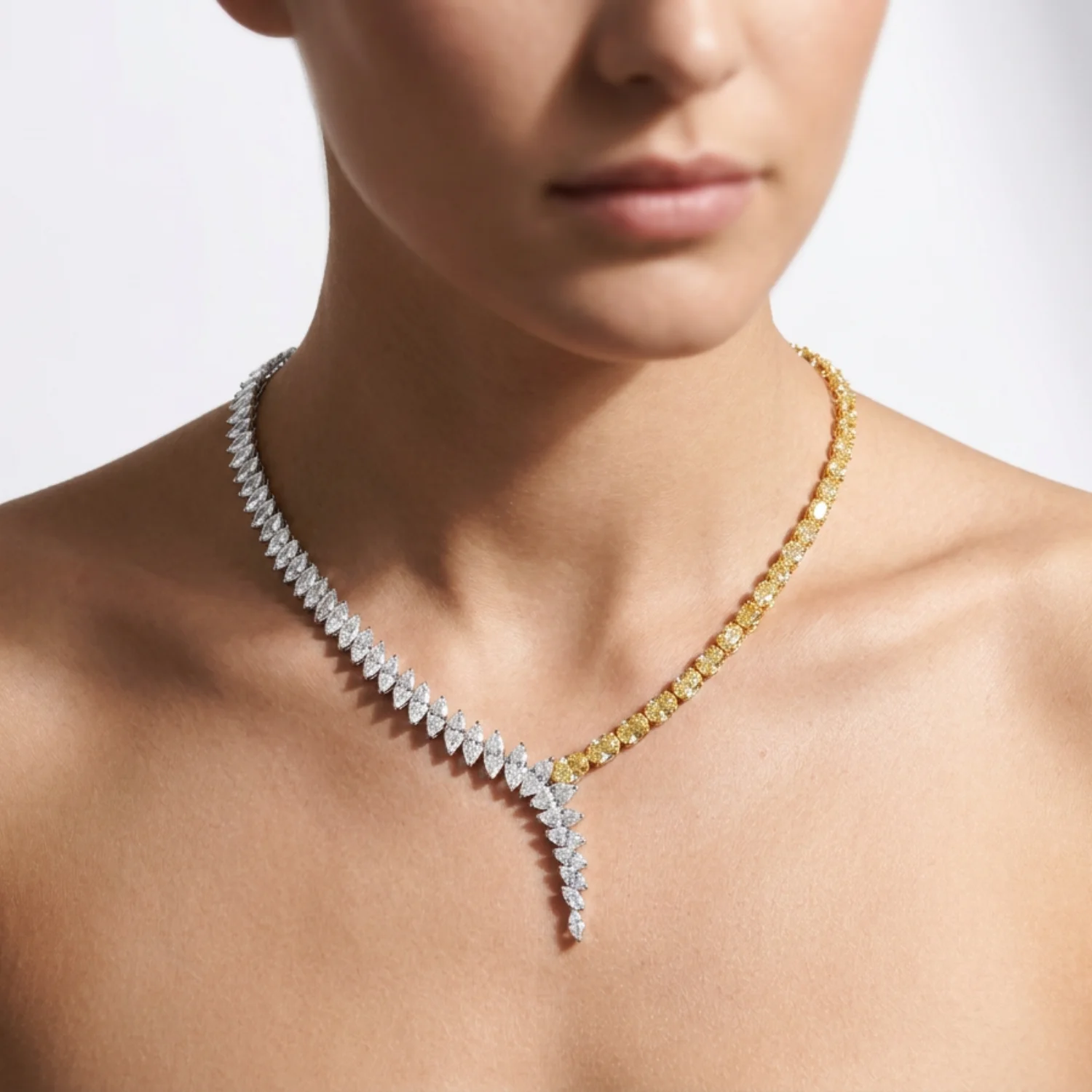 BGNK7446 18KWY PR OVL MQ NECKLACE model