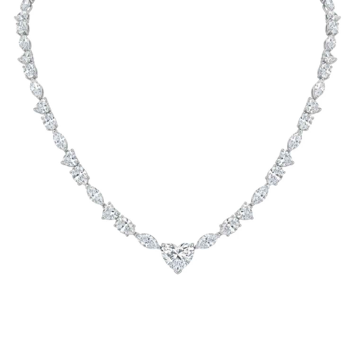 BGNK7779 18KW HRT OVL MQ NECKLACE