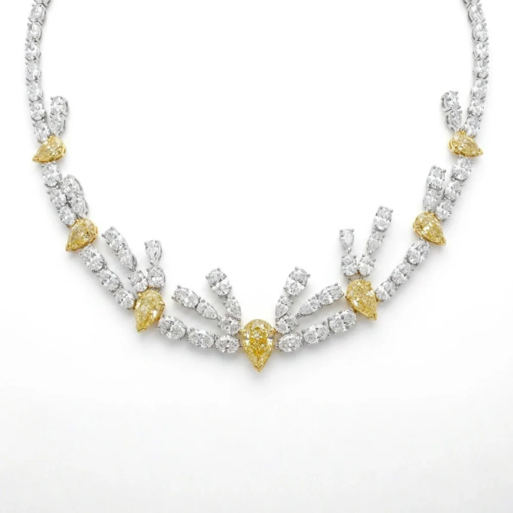 Auréliane Yellow Pear Diamond Vine 18KWY Necklace