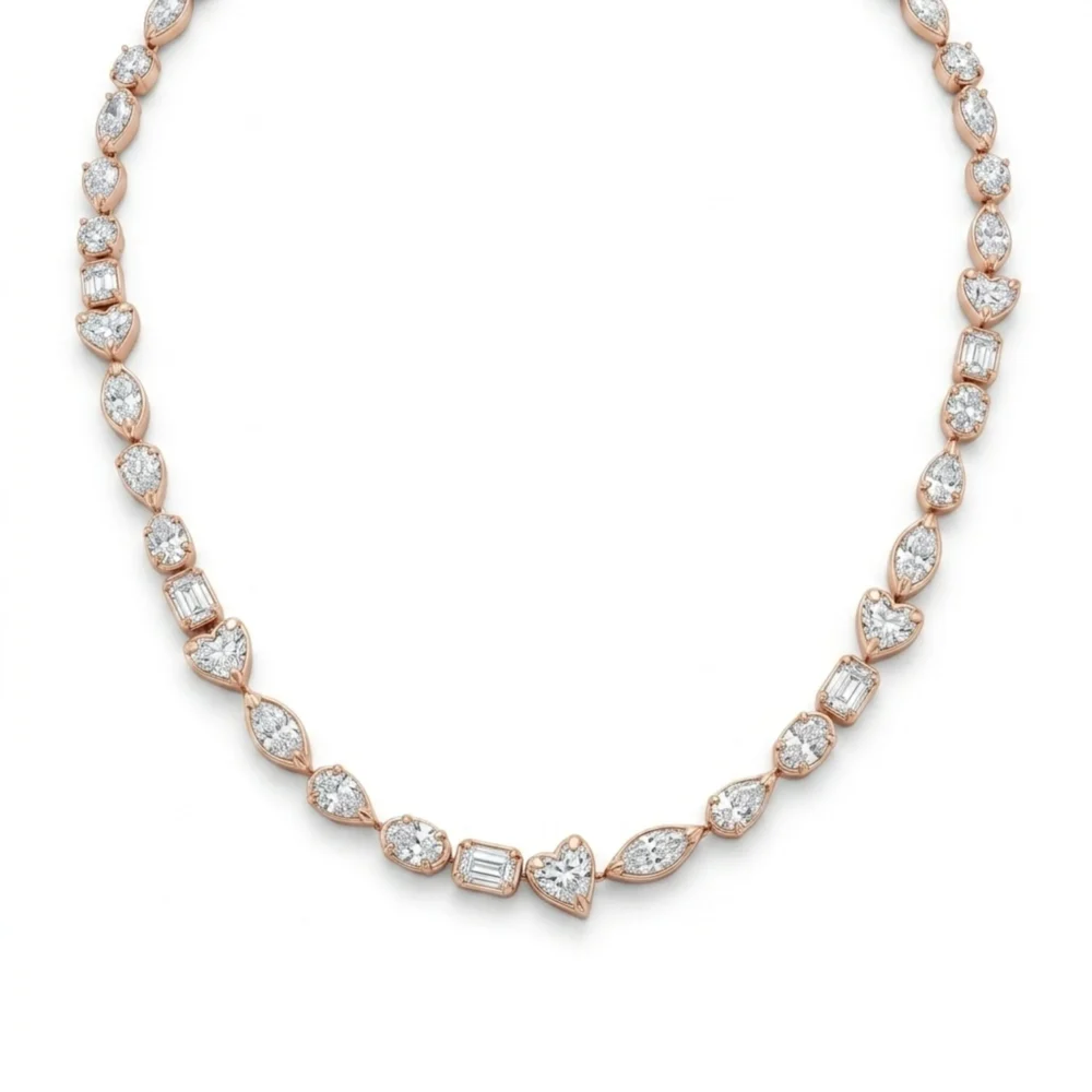 Aurevia Mixed-Cut Diamond 18KR MIX NECKLACE