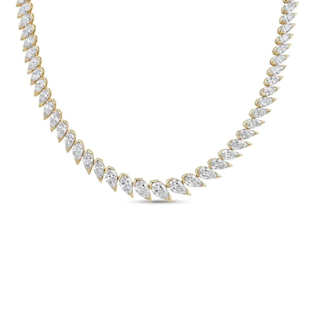 Aureline Pear Diamond Riviera 18KY PR Necklace