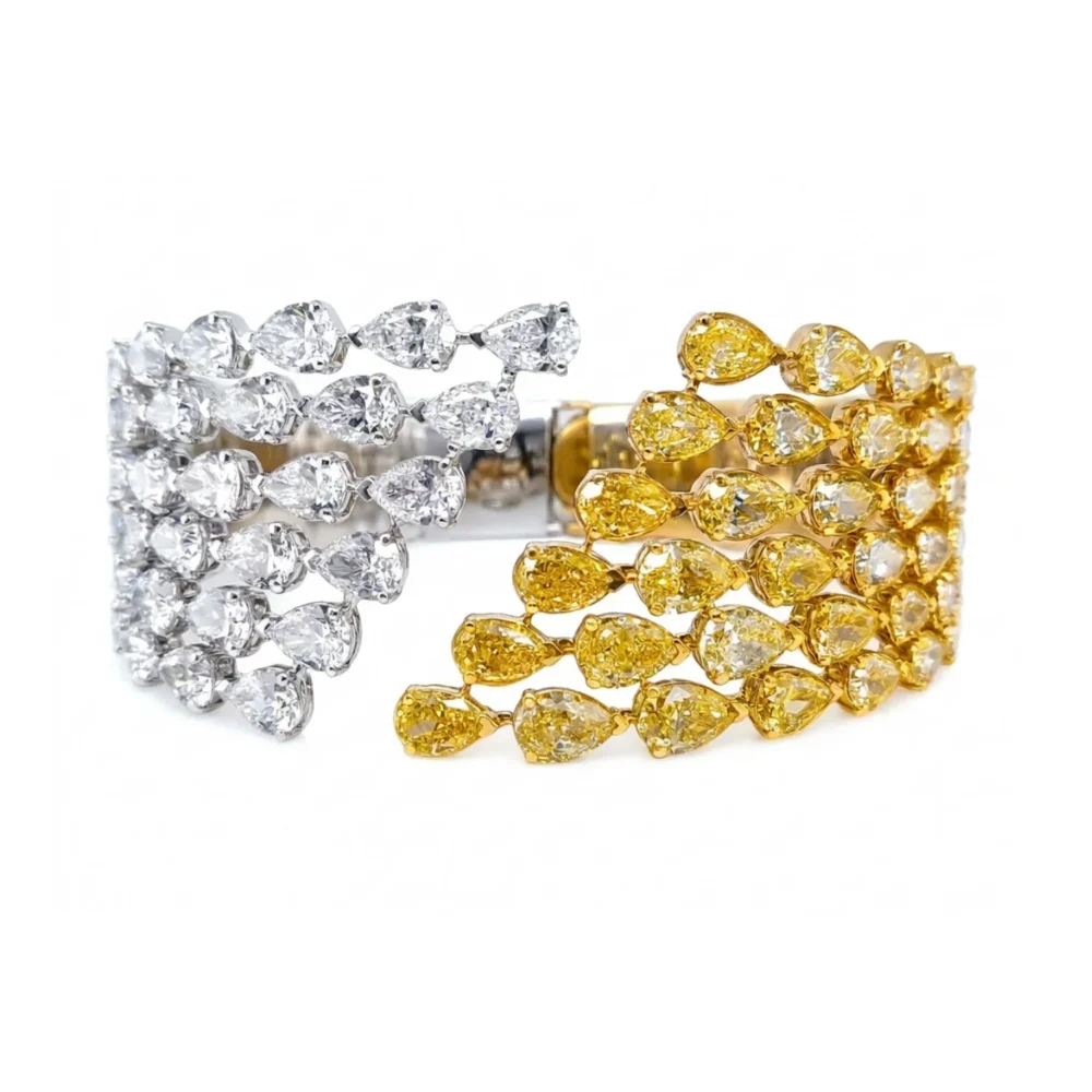 Solstice Dual-Tone Pear Diamond Cuff