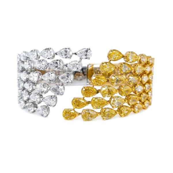 white bg - BGBN7423 - Solstice Dual-Tone Pear Diamond Cuff