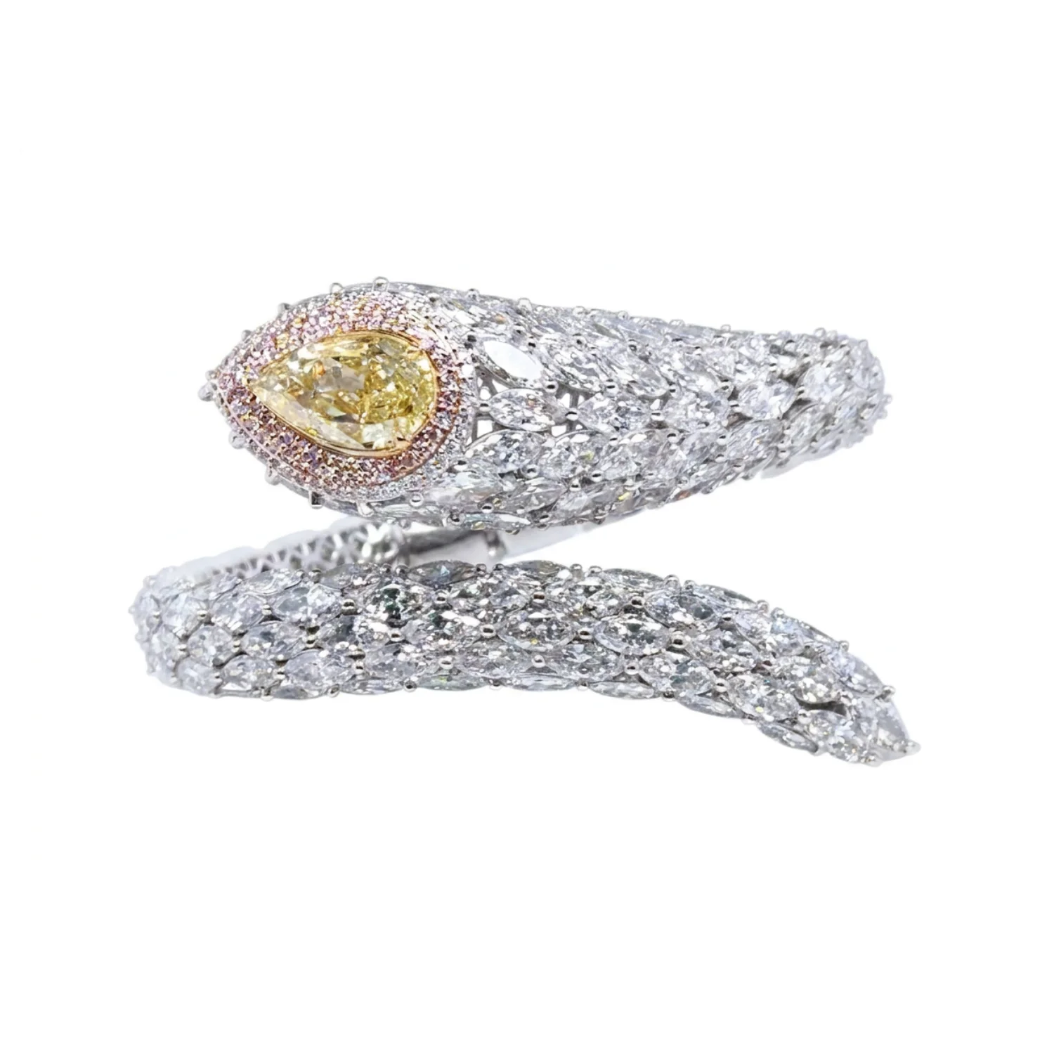 white bg – BGBN8199 – Golden Eye Diamond Wrap Bracelet