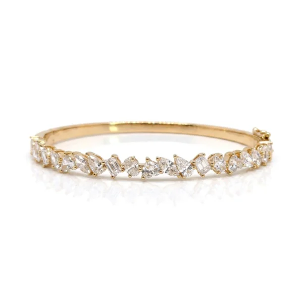 white bg - BGBN9317 - Golden Rhythm Diamond Bangle