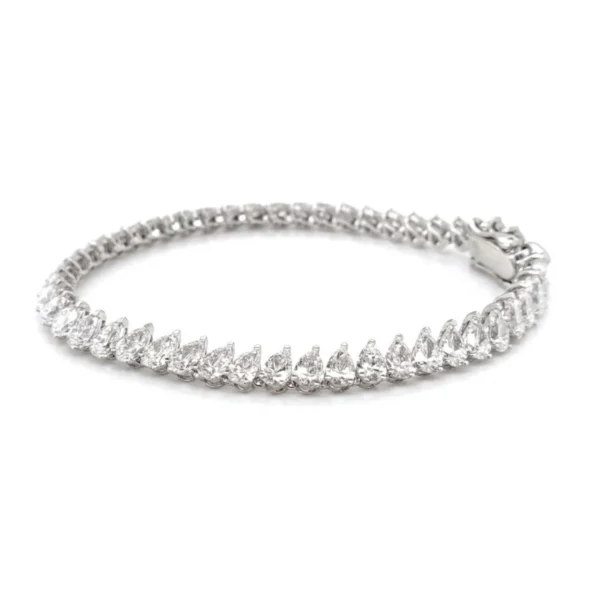 white bg - BGBR6303 - Elysia Pear Diamond Tennis Bracelet