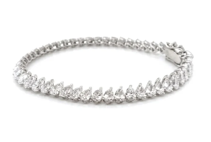 white bg - BGBR6303 - Elysia Pear Diamond Tennis Bracelet