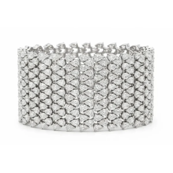 white bg - BGBR9487 - Celestial Mesh Diamond Cuff Bracelet