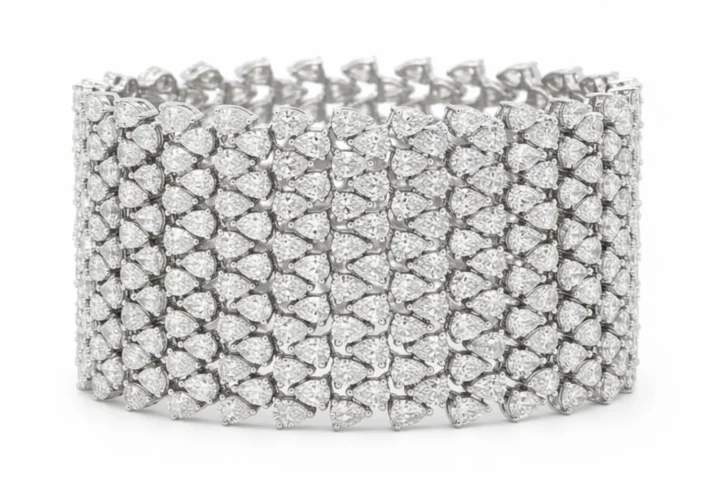 white bg - BGBR9487 - Celestial Mesh Diamond Cuff Bracelet