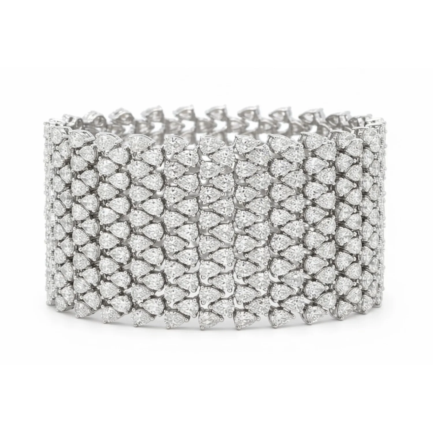 white bg – BGBR9487 – Celestial Mesh Diamond Cuff Bracelet