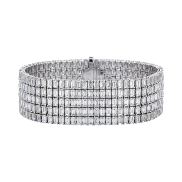 white bg - BGBR9488 - Grand Palais Five-Row Emerald-Cut Diamond Bracelet