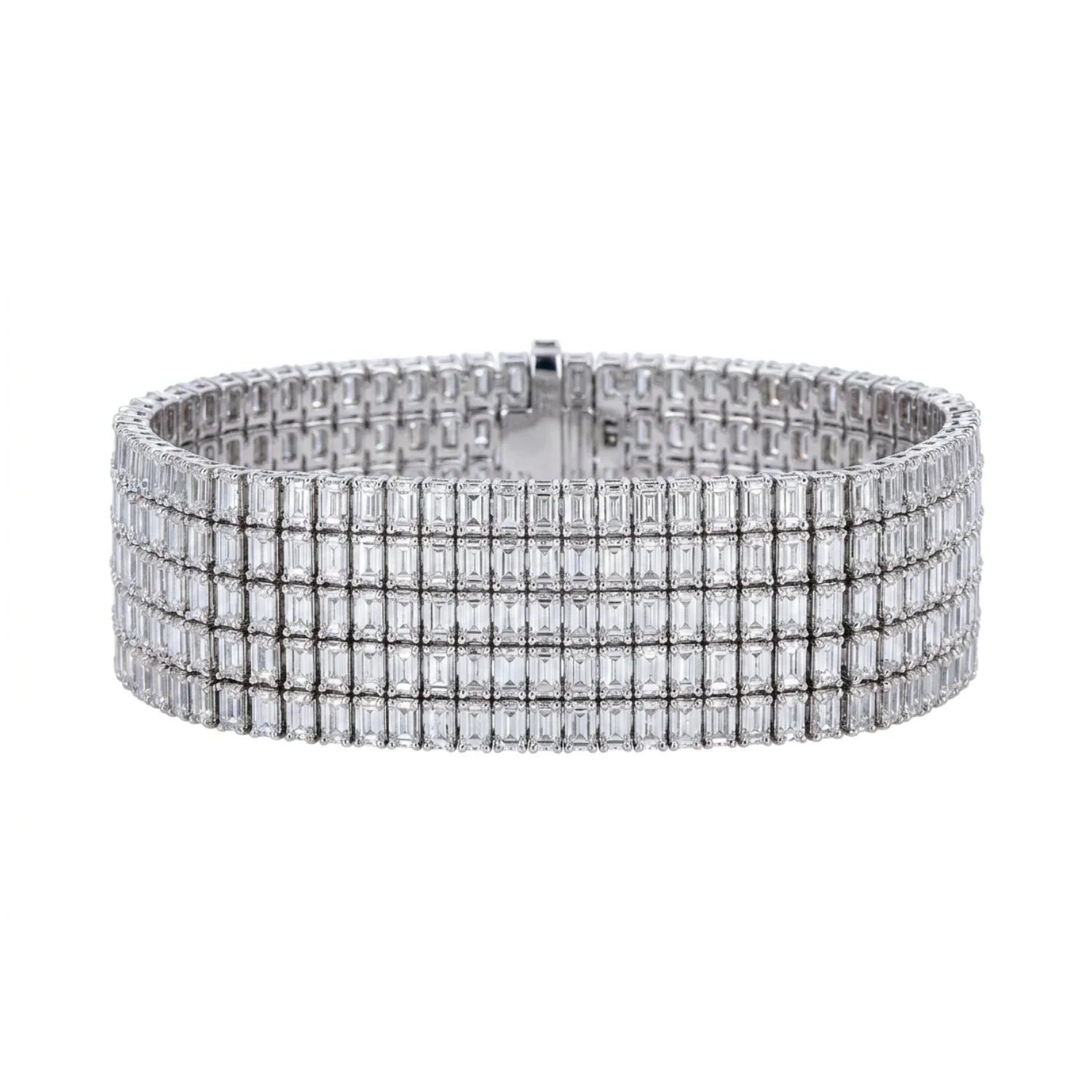 white bg – BGBR9488 – Grand Palais Five-Row Emerald-Cut Diamond Bracelet