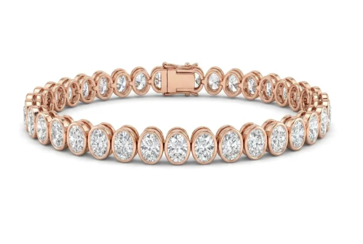 white bg - BSBR2404 - Rosé Halo Diamond Tennis Bracelet