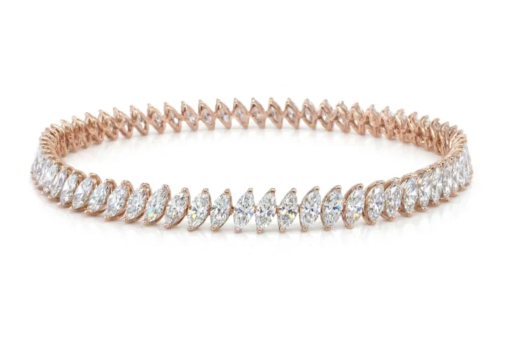 white bg - INBR8056 - Rosé Marquis Diamond Tennis Bracelet