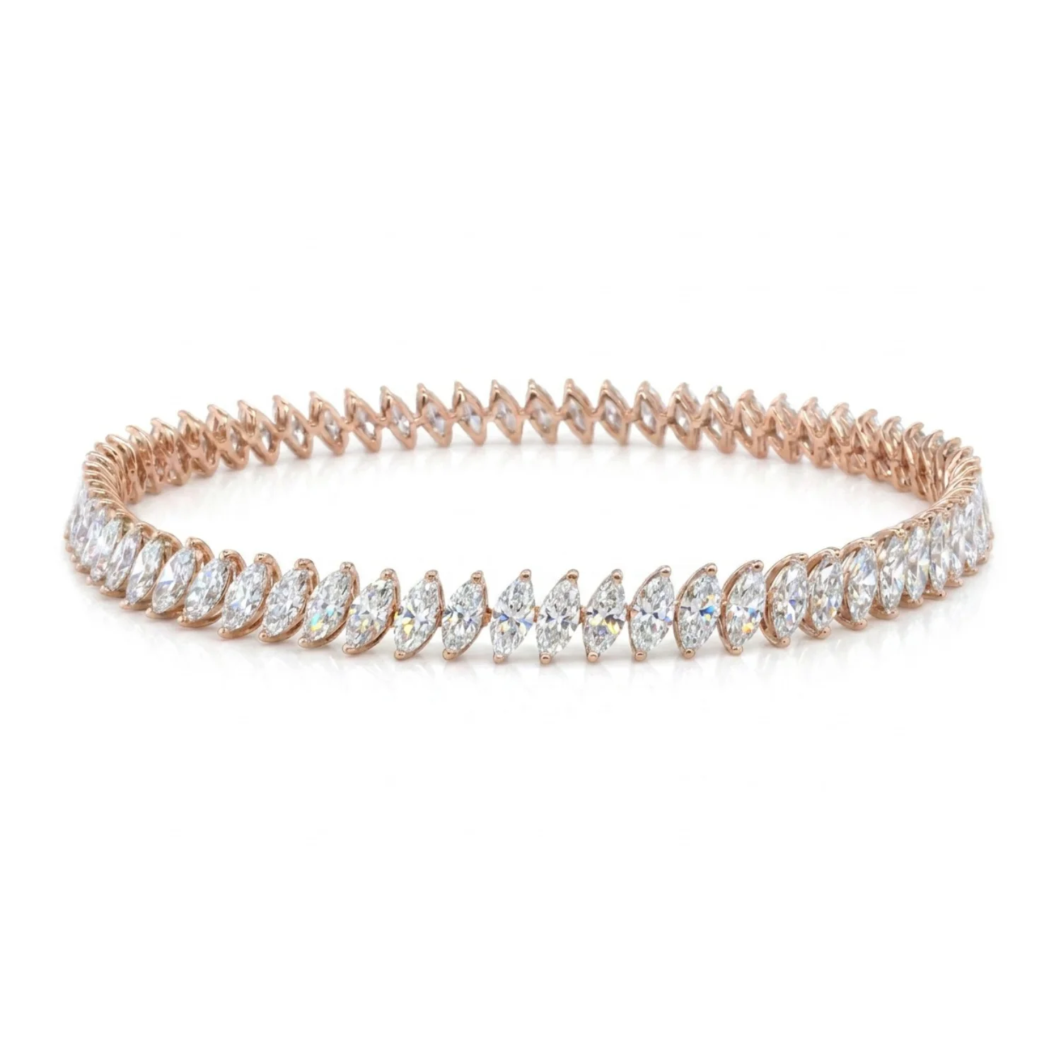 white bg – INBR8056 – Rosé Marquis Diamond Tennis Bracelet
