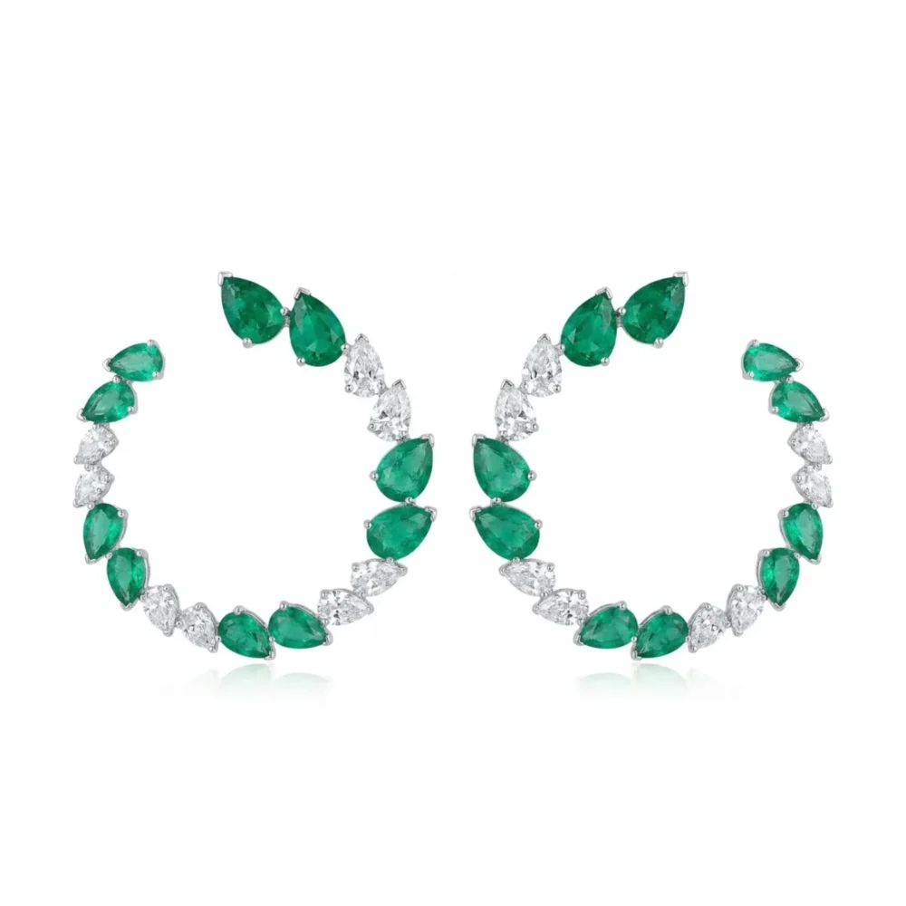 Emerald Vine 18KW PR Earring