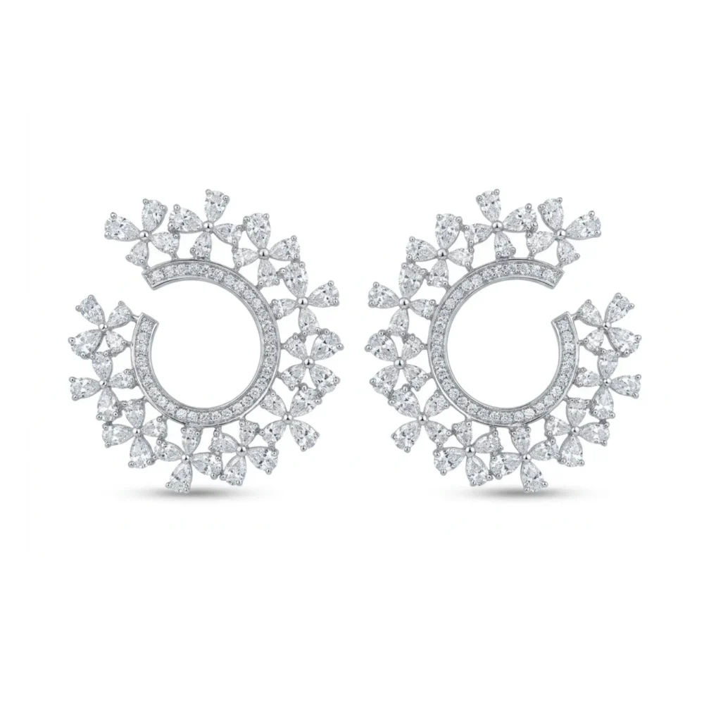 Fleur Crescent 18KW RBC PR Earring