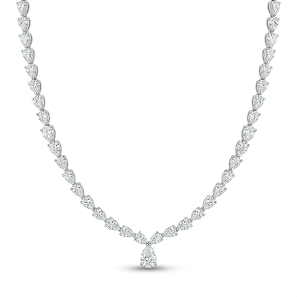 Serenelle Pear Diamond Drop 18KW PR NECKLACE