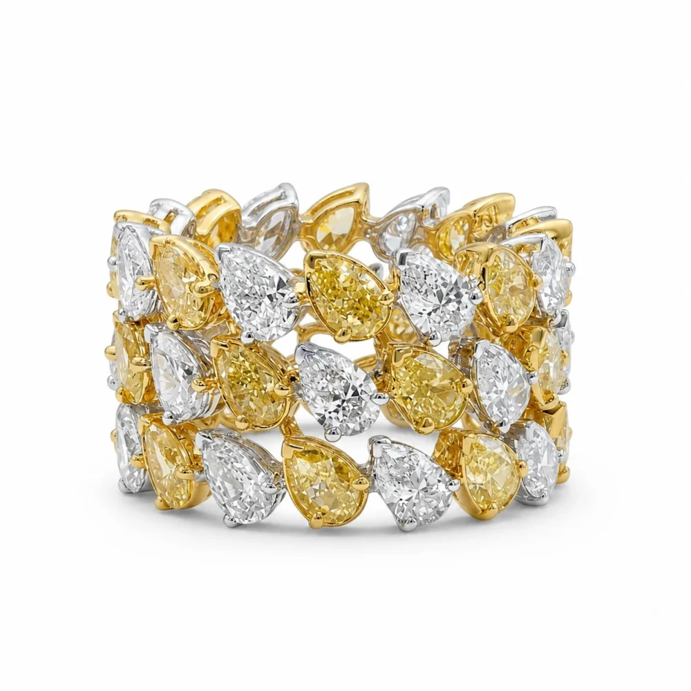 Aurelia Pear Diamond Lattice 18KWY PR Ring
