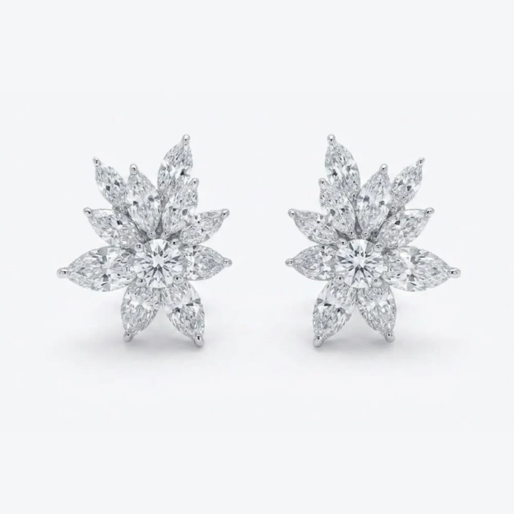 Starlight Bloom 18KW PR MQ Earring