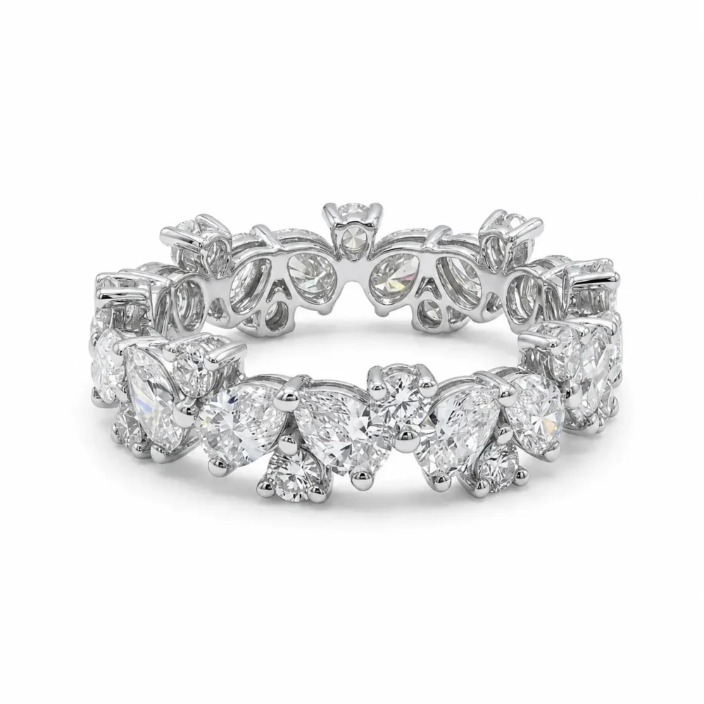 Elara Pear & Round Diamond 18KW RBC PR Ring